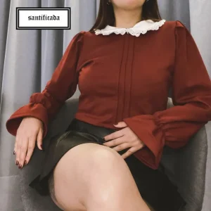 BLUSA SABRINA (burdeo y negro)