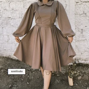 VESTIDO MARIA LUISA (cafe y mostaza)