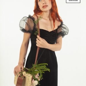 VESTIDO EMMELINE (palo rosa, burdeo y negro)