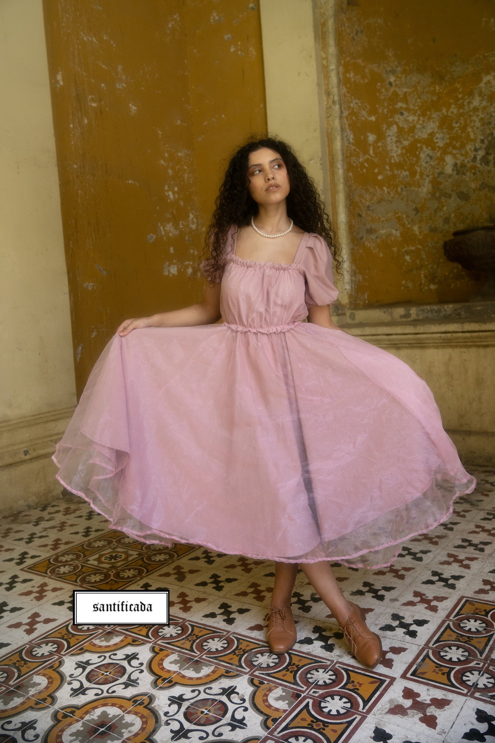 VESTIDO JUANA (ROSADO Y MORADO)